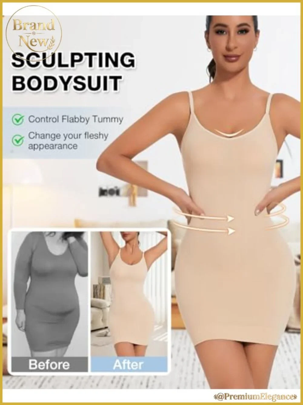 Women's Strapless Tummy Control Shapewear Slip for Under Dresses